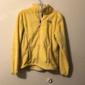 Yellow North Face Fuzzy Fleece Zip Up Jacket